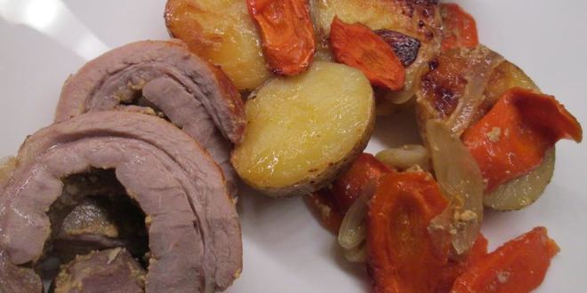 Рецепт рулета из пашины, запеченный с овощами