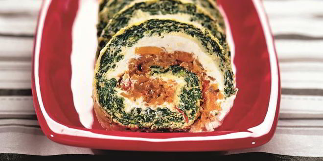 Рецепт Рулета со шпинатом и творогом