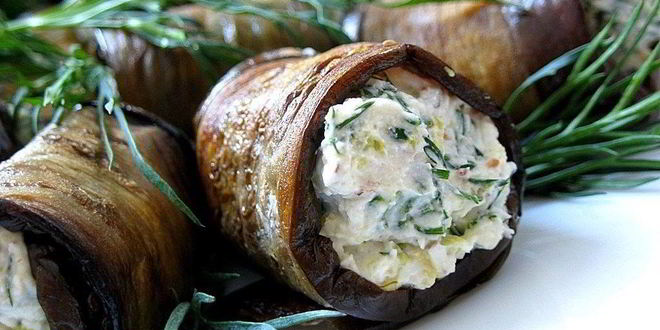 Рецепт Рулетов из баклажанов с творожной начинкой