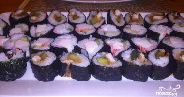 Рецепт Суш с огурцом и крабовыми палочками