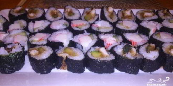 Рецепт Суш с огурцом и крабовыми палочками