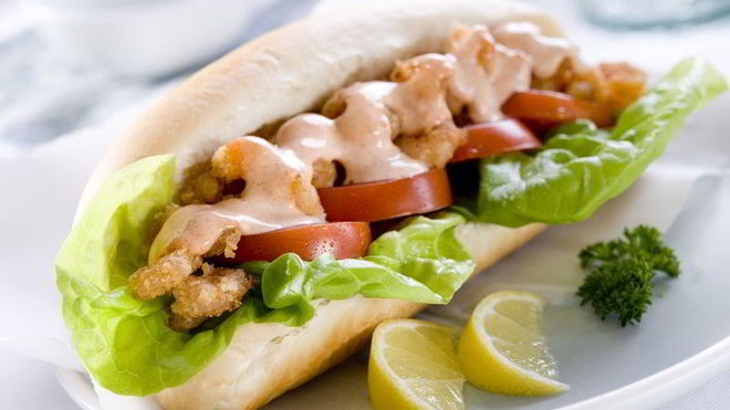 Рецепт по-боя сэндвич с жареными креветками