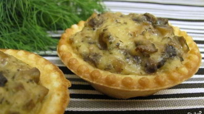 Рецепт тарталеток с грибами и сыром