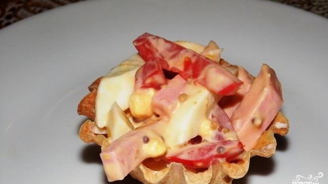 Рецепт тарталеток с копченой колбасой