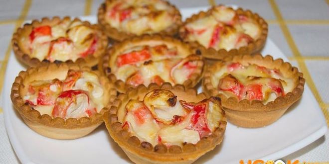 Рецепт тарталеток с крабовыми палочками и сыром