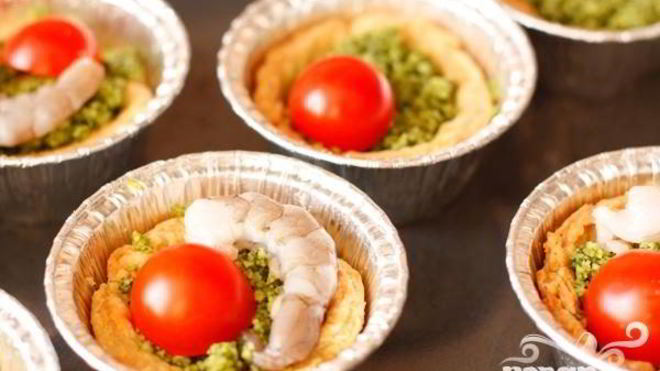 Рецепт тарталеток с песто и креветками