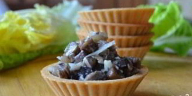 Рецепт закуски с грибами в тарталетках