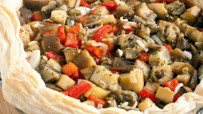 Рецепт быстрого тарта с баклажанами