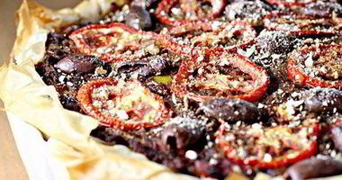 Рецепт Тарта с печеными баклажанами и сладким перцем