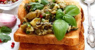 Рецепт Тостов с печеными баклажанами