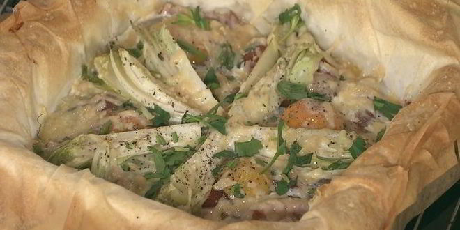 Рецепт королевской яичницы на тесте фило