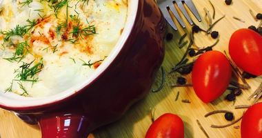 Рецепт Яичницы с грибами, грудинкой и овощами