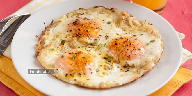 Рецепт яичницы с луком