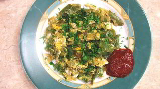 Рецепт Яичницы с плоской стручковой фасолью