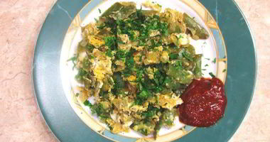 Рецепт Яичницы с плоской стручковой фасолью