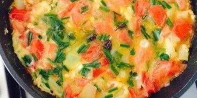 Рецепт Яичницы с помидорами и болгарским перцем