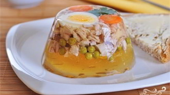 Рецепт слоеного заливного