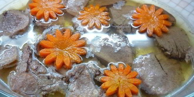 Рецепт заливного из говяжьего и свиного языков