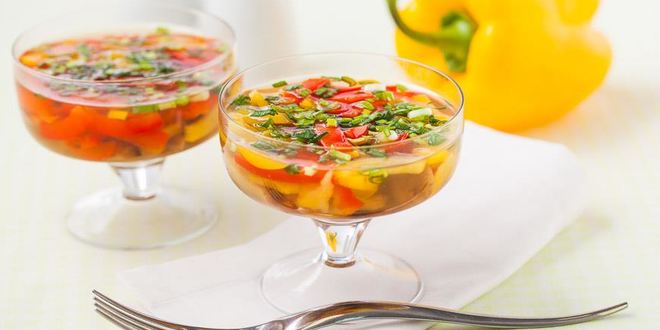 Рецепт Заливного из шампиньонов и сладкого перца в мультиварке