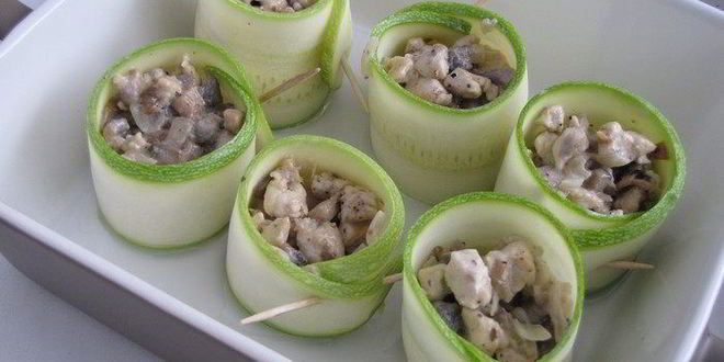 Рецепт рулетиков из цукини с жульеном