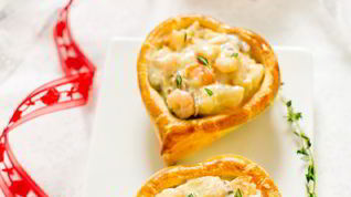 Рецепт Слоеных сердечек с жюльеном из креветок