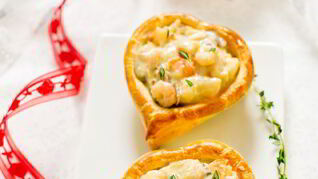 Рецепт Слоеных сердечек с жюльеном из креветок