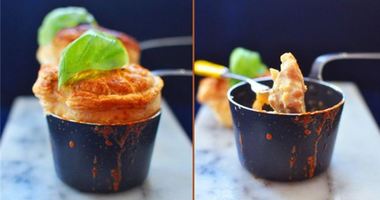 Рецепт Жюльена из красного окуня с крышечками из слоеного теста