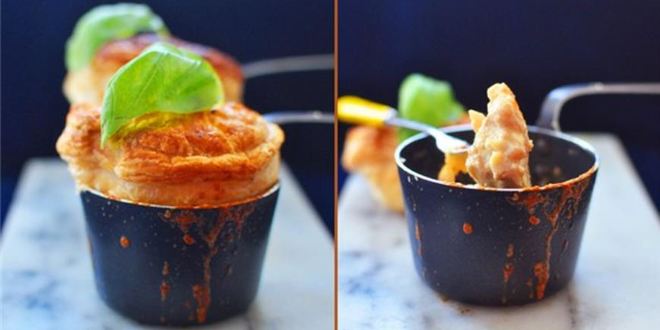 Рецепт Жюльена из красного окуня с крышечками из слоеного теста